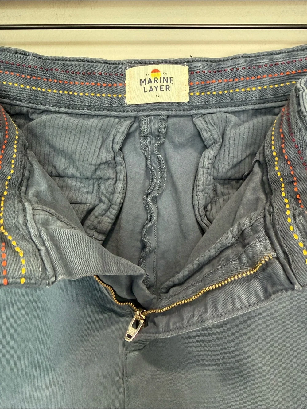 Marine Layer Organic Cotton Stretch Chino Shorts Blue Men’s 32 7” Inseam